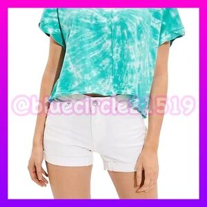 ⬇️ AE Ne(x)t Level Stretch Denim White Midi Shorts White Cut Off Raw Hem Shorts